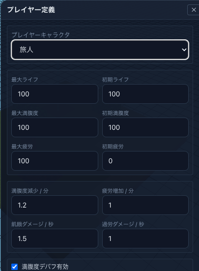 旅人のステータス